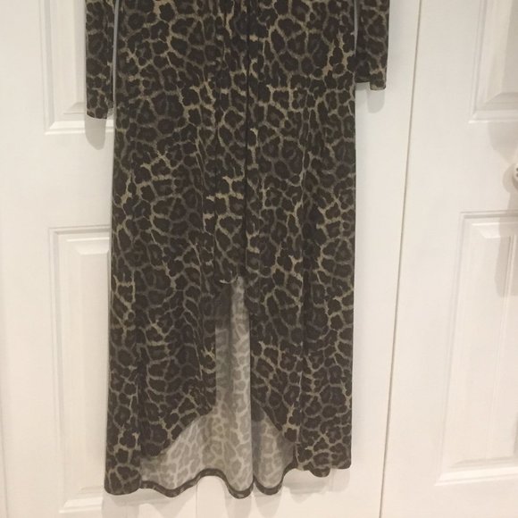 NWOT (worn once) Michael Kors high low leopard print dress size L - Picture 2 of 6
